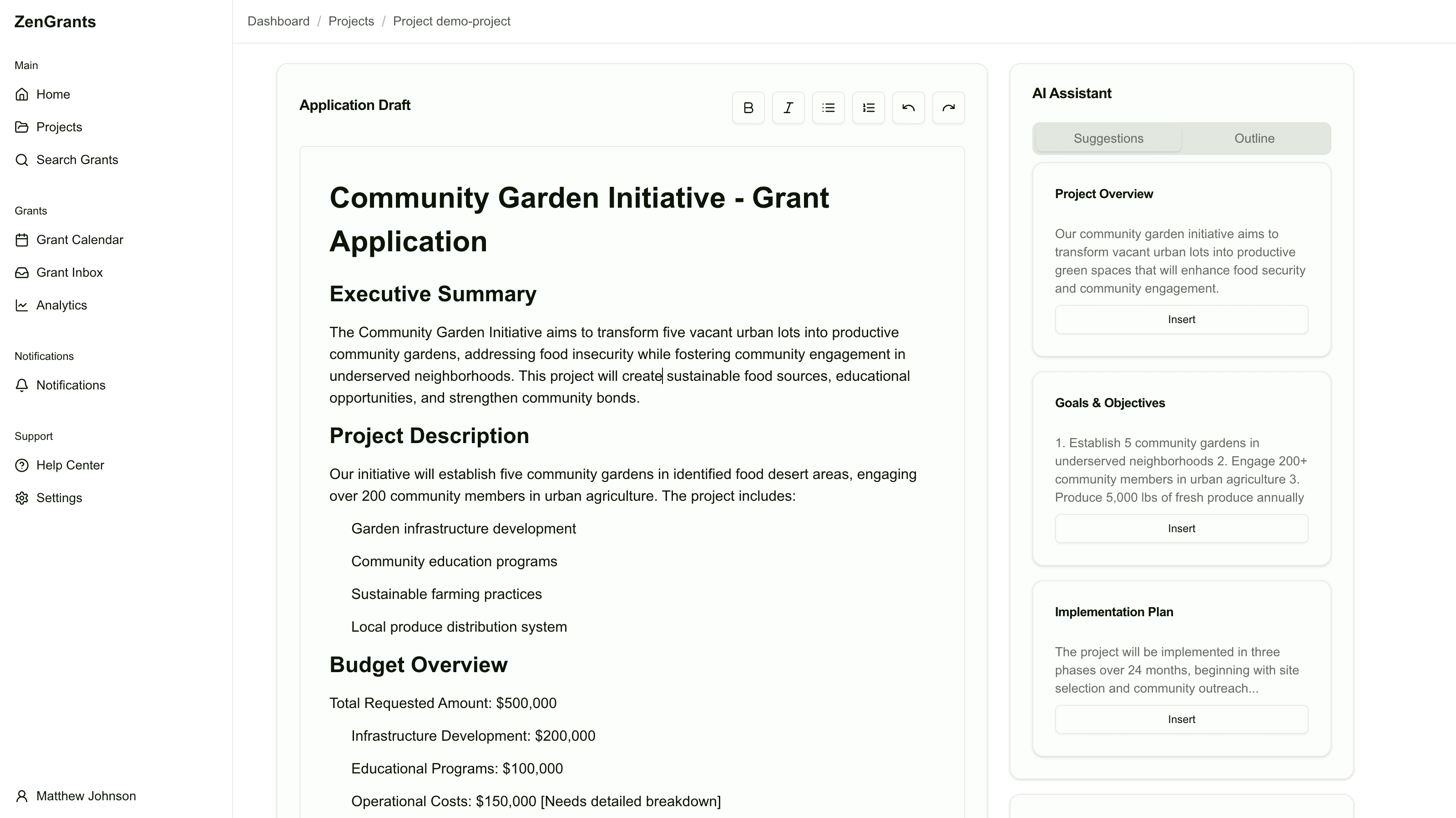 Screenshot of Review Process